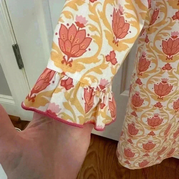 Shrimp And Grits Kids Orange Ruffle Long Sleeve Dress Size 7 - Picture 3 of 8